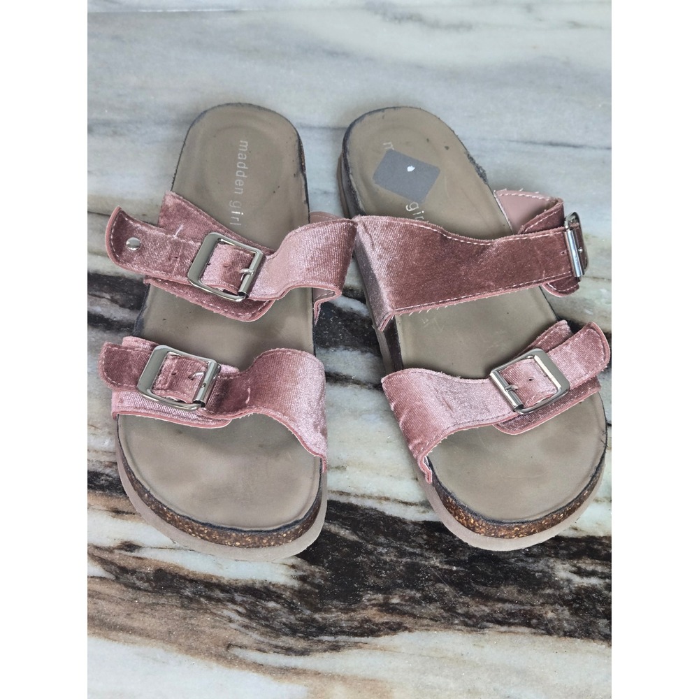 Madden Girl Brando-V Pink Velvet Double Buckle Slide‎ Sandals Mens 8M BRANDO-V